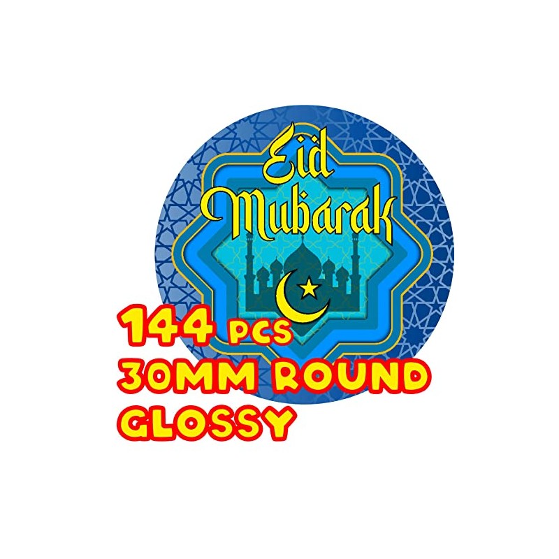 144 Eid Mubarak 30mm Glossy Reward Stickers