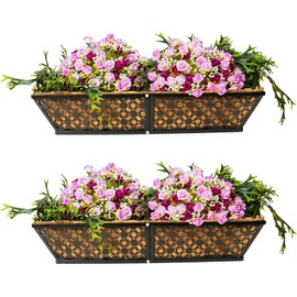 SALMOPH Window Railing Planter with Coco Liner, Flower Boxes for Deck Railings 24inch 2packs, Balcony Planter for Outdoor Porch Fence Patio Rail