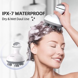 Elektrisches Kopfhaut Massagegerät, Handliches Kopfmassagegerät Kopfhaut-Massagegerät mit 8 Massageköpfen,zur Stimulierung des Haarwachstums, wasserdicht Aufladung