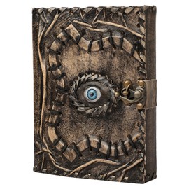 Hocus Pocus Book of Spells Leather Journal Deckle Edge Paper Third Eye grimoire Journal Vintage Leather Journal Book of Shadows Journal Blank Antique Spell Book Witch Journal Lock Clasp Notebook