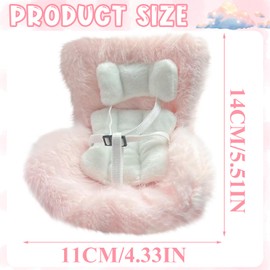 Baby Doll Car Seat, Pink Doll Car Seat Carrier for Car Decoration and Display, Carseat Toys for 17cm Dolls with Plush Chair Cushion, Cute and Functional Car Ornament for Doll Collectors (Pink)