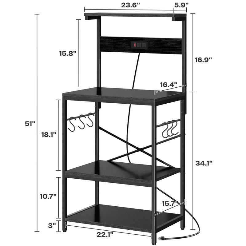 SUPERJARE Kitchen Bakers Rack with Power Outlet, Coffee Bar Table