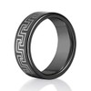 Black Tungsten Ring with Greek Key Pattern