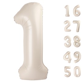 40 Inch Milk White Balloon Number 1 First Birthday Jumbo Mylar Foil Helium Balloon for 10 21 31 Birthday Digital for Birthday Party Wedding Anniversary Party Decorations