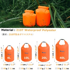 YAPJEB Dry Bag, Waterproof Bag, Large Capacity, Stuff Bag, Drum Shape, 1.6 gal (4 L), 3.2 gal (10 L), 6.9 gal (20 L), 14.6 gal (40 L), For Beach, Pool, Swimming, Hot Springs, Beach, Disaster Prevention, blue, Outdoor