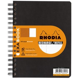 RHODIA 133576C - Refill Notebook for Exabook Black A5+ Organization Notebook | Lined | 160 Detachable pages Perf. 6 Holes - Clairefontaine Paper 80g - Rhodiactive