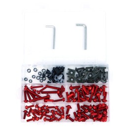 ANCLLO 177pcs CNC Aluminum Universal Billet Complete Motorcycle Windscreen Fairing Bolts Kit Fastener Clip Bodywork Screws Nut（Red）