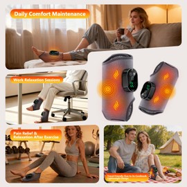 AWIL Rechargeable Ankle Foot Massager Wrap with Heat & Vibration, 6 Heating Levels & 3 Vibration Modes, Adjustable Wearable Massager for Foot Ankle Calf Wrist, Portable for Home Office Travel-1pcs