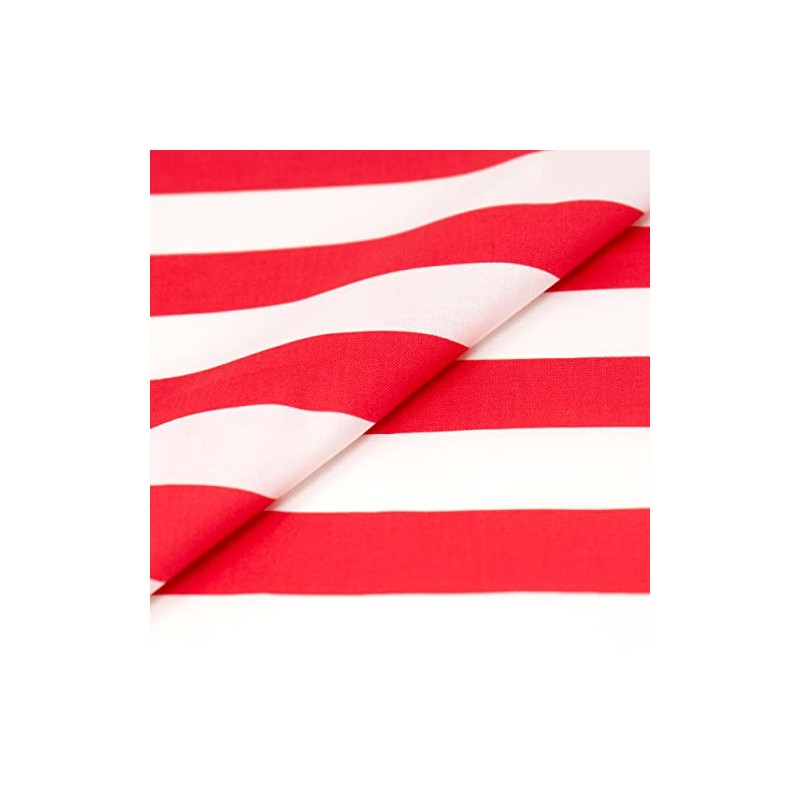 Singer Print Fabric, 100% Cotton, 1 Yard Precut, Red Stripe