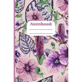 Violet Flowers And Leaves: Notebook