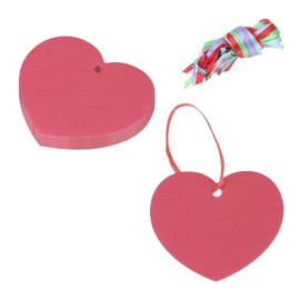 sourcing map 100PCS Red Heart Paper Cutouts 3 Inch Heart Shaped Tags with 100PCS Ribbon for Valentine's Day Craft Bulletin Board