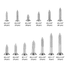 Self-Tapping Screws, 440 Pieces Flat Head Tapping Screws Assortment Kit, Phillips Screws Flat Head Screws, Cross Countersunk Screws Set, Wood Machine Screws - M3/M3.5/M4.2/M4.8