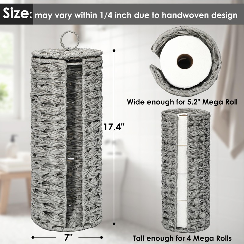 Tadacumir 4 Mega Rolls Extra Toilet Paper Storage with Lid,
