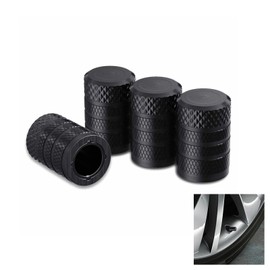 4 Pcs Black Tire Valve Stem Caps, Anodized Aluminium Tire Valve Cap Set, Corrosion Resistant, Universal Stem Covers for Cars Trucks Motorcycles SUVs and Bikes