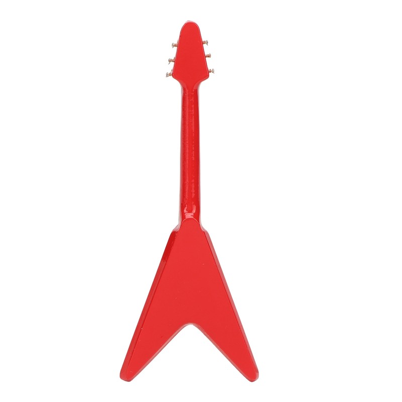 Red Miniature Electric Guitar Replica Wooden Mini Musical Instrument Model