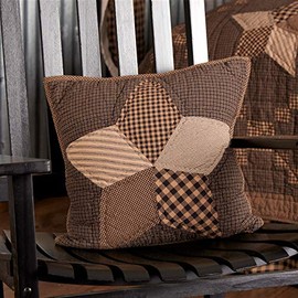 VHC Brands Classic Country Primitive Pillows & Throws-Farmhouse Star Quilted 16" x 16" Pillow, Charcoal Black