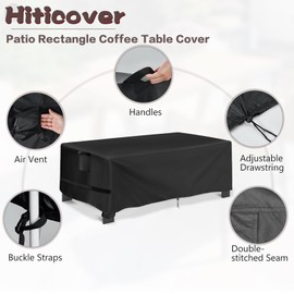 Hiticover Outdoor Patio Coffee Table Cover Rectangle, 48 Inch Waterproof Rectangular Outside Furniture Covers for Winter, Rainproof Fade Resistant - 48 x 32 x 16 Inch