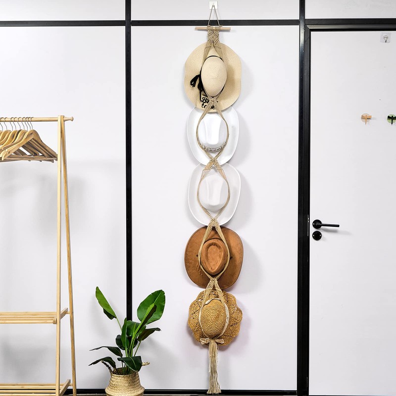 Yulejo Macrame Hat Hangers Boho Hat Rack Cowboy Hat Hanger