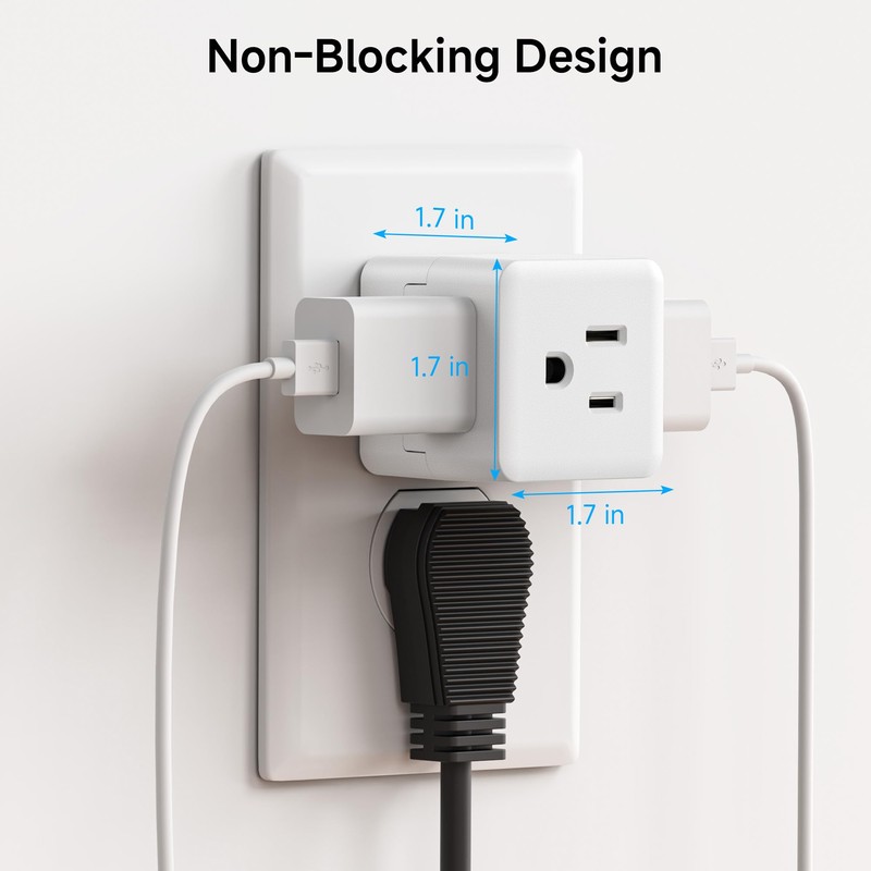 [UL Listed] Cable Matters 3-Pack 3 Outlet Wall Adapter (Grounded