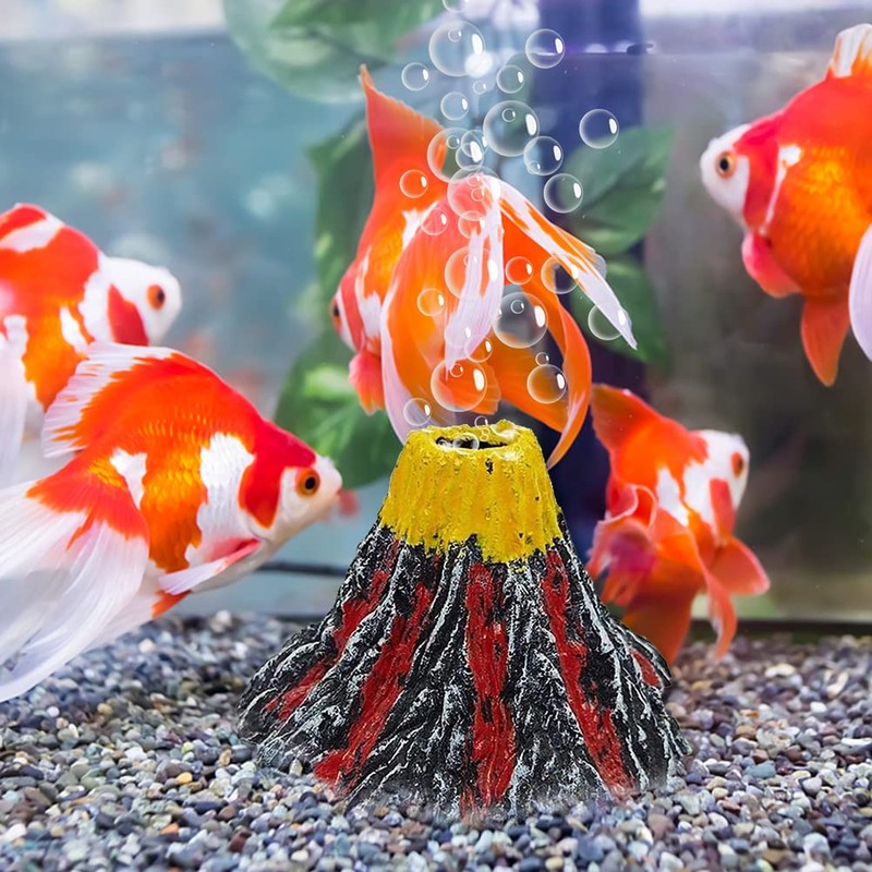 Abnaok Aquarium Volcano with Air Stone Bubbler, Realistic Fish Tank