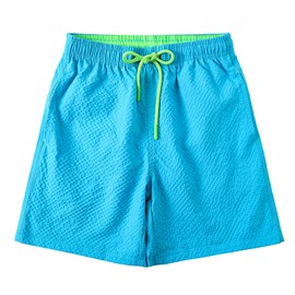 NATUST Boy's Swim Trunks Beach Board Shorts Swimming Surfing Pants with Mesh Lining Blue 7-8 Years