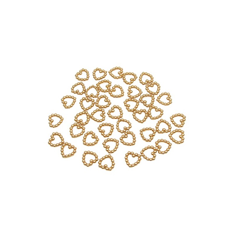 50 x Gold 11mm Pearl Heart Shape Beads Double Sided