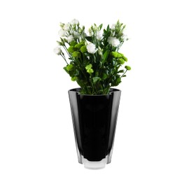 Barski Glass Vase - Black Glass Vase - Wavy Style - 9" Height - Vase for Flower, Rose, Tulip, Made in Europe