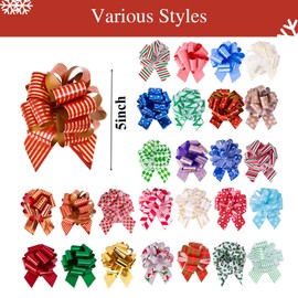 3 otters Multicolor Christmas Bows, 26PCS Christmas Pull Bows 5 Inch Gift Wrap Pull Bows Wrapping Accessory for Christmas Holiday Wedding Gift Box Baskets Decoration