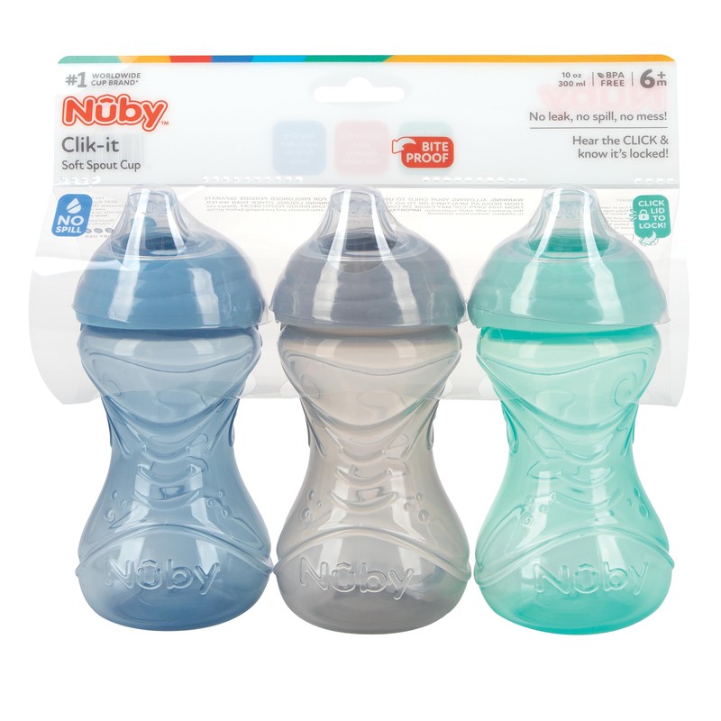Nuby - Taza de 3 piezas de fácil agarre sin