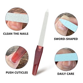 Stainless Steel Nail Files (6 Pack), Professional Nail File Set for Natural Nails, Metal Fingernail Files with Precision Pointed Tip and Non-Slip Handle, Sapphire Grit Nail Filer for Women