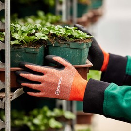 Gebol Clivia | 1 Pair | Size M (Size 8) | Garden Gloves with Touch Function | Breathable Feel-Good Knit Made of Recycled Material | for Women | Orange