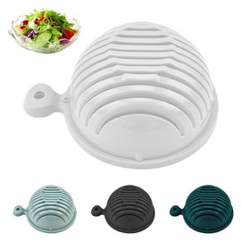 MUNSKT Fruit and Veg Cutter Bowl, Non-Stick Vegetable Chopper Slicer,Vegetable Cutter Multifunctional Vegetable Slicer - Salad Accessories Portable Salad Tool Vegetable Choppers (White)