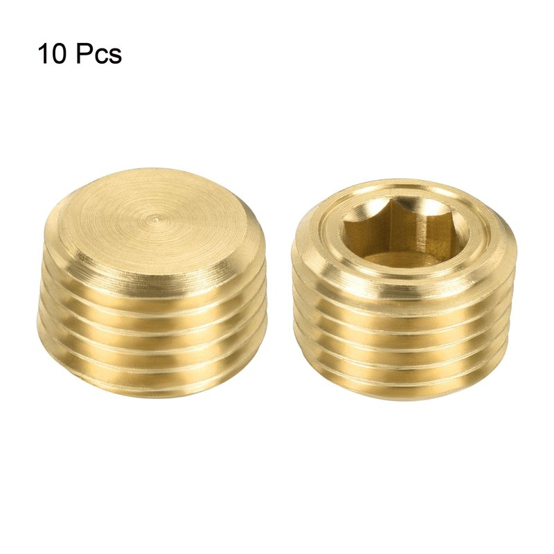 sourcing map Brass Pipe Plug 1/8 NPT Male Thread Hex