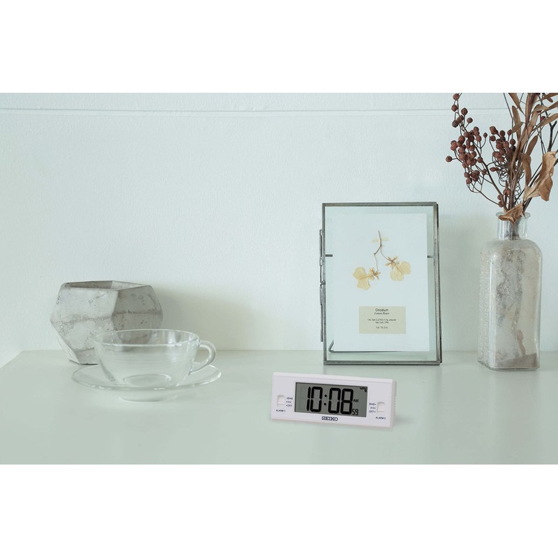 Seiko SQ321W Alarm Clock, Digital Clock, Radio, White, 1.9 x