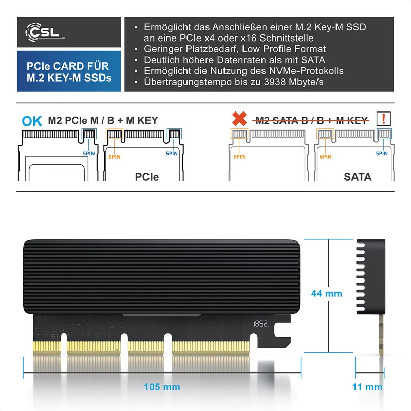 CSL - PCIe expansion card for M.2 Key-M SSDs -