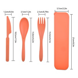 CUNTAUK Travel Cutlery Set with Case, 4 Set, Portable Cutlery Set, Reusable Plastic Forks, Spoons, Tableware, Camping Cutlery Set for Travel, Picnic, Outdoor, Office, School