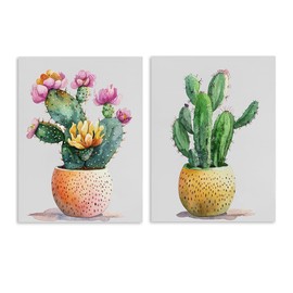 Succulent Plants Bathroom Decor Wall Art Green Cactus Pictures Canvas Print Watercolor Botanical Paintings for Modern Framed Home Decoration 12x16 Inchx2 pcs