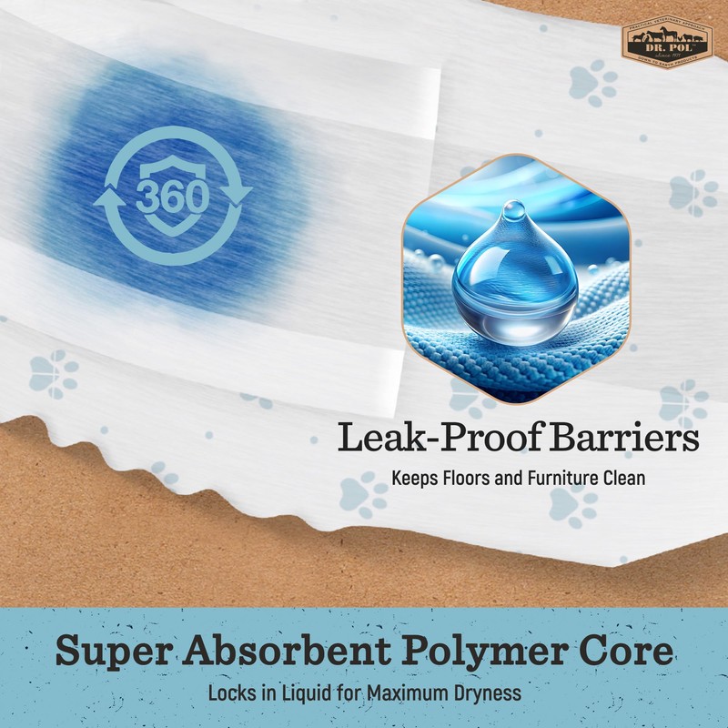 Dr. Pol Male Dog Diapers – Super Absorbent, Breathable, Leak-Proof