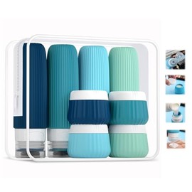 Juego de 8 Botellas de Viaje de Silicona, Botellas de Viaje de Silicona a Prueba de Fugas de 30/90 ml, Aprobados por la TSA, Sin Bpa, Reutilizables, E