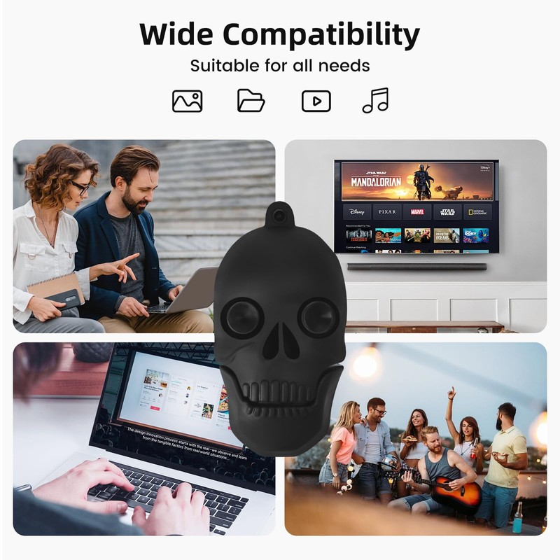 BorlterClamp USB 2.0 Flash Drive Skull Shape Funny Memory Stick