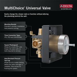 DELTA FAUCET R10700-UNWS MultiChoice Universal Valve Body with In-Wall Diverter Valve, chrome, 4.88 x 5.06 x 4.88 inches