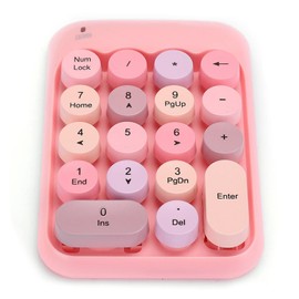 LEEZAD Mini 2.4G Bluetooth Numeric Keypad, 18 Keys Number Keypad, Wireless Numeric Keypad, Vintage, Colourful Round Numeric Keypad, Waterproof, for Students, Accountants, Offices, Fin