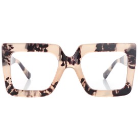 Kursan Oversized Square Black Glasses for Women Men Big Frame Blue Light Blocking Glasses Fashion Eyeglasses (Leopard)