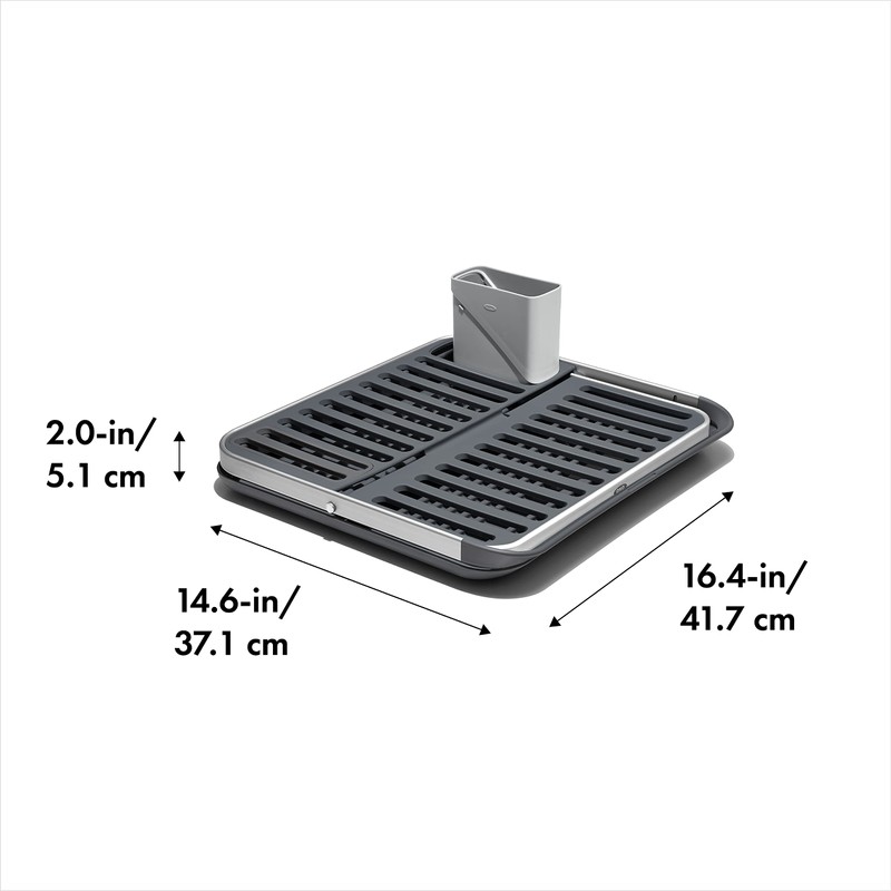 OXO Good Grips Aluminum Fold Flat Dish Drying Rack, 2-Tier,