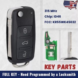 KEYECU for Volkswagen Touareg 2004 2005 2006 2007 2008-2010 Keyless Flip Remote Key Fob