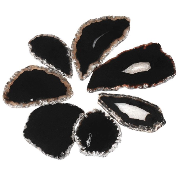 SUNYIK Black Agate Slice Set, Geode Druzy Stone Slab Wholesale,