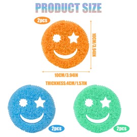 Sponges Washing Up, Kitchen Sponge, 6 Pcs 3 Colors Smiley Face Washing Up Sponge, 3.93 * 3.93 * 1.57INCH Color Sponge Effortless Cleaning Eco Scrub Pads for Dishes,Pots,Pans All at Once