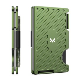 MIFANYO Men Minimalist Wallets, Metal Card Holder with Money Strap, Slim Card Holder Men, RFID Protection Wallet, Front Pocket, Army Green, L10, L-Army Green-Black, Classic