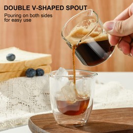 PARACITY Espressotassen mit Griff, Messbecher Glas mit Doppelauslauf und Doppelskala, Espresso Gläser mit V-förmiger Öffnung, Milchaufschäumkrug, Espresso-Zubehör, Milchbecher 75ML