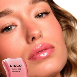 Saie Glossybounce™ High-Shine Hydrating Lip Gloss Oil 0.17 oz/5 mL Disco pinky rose shimmer